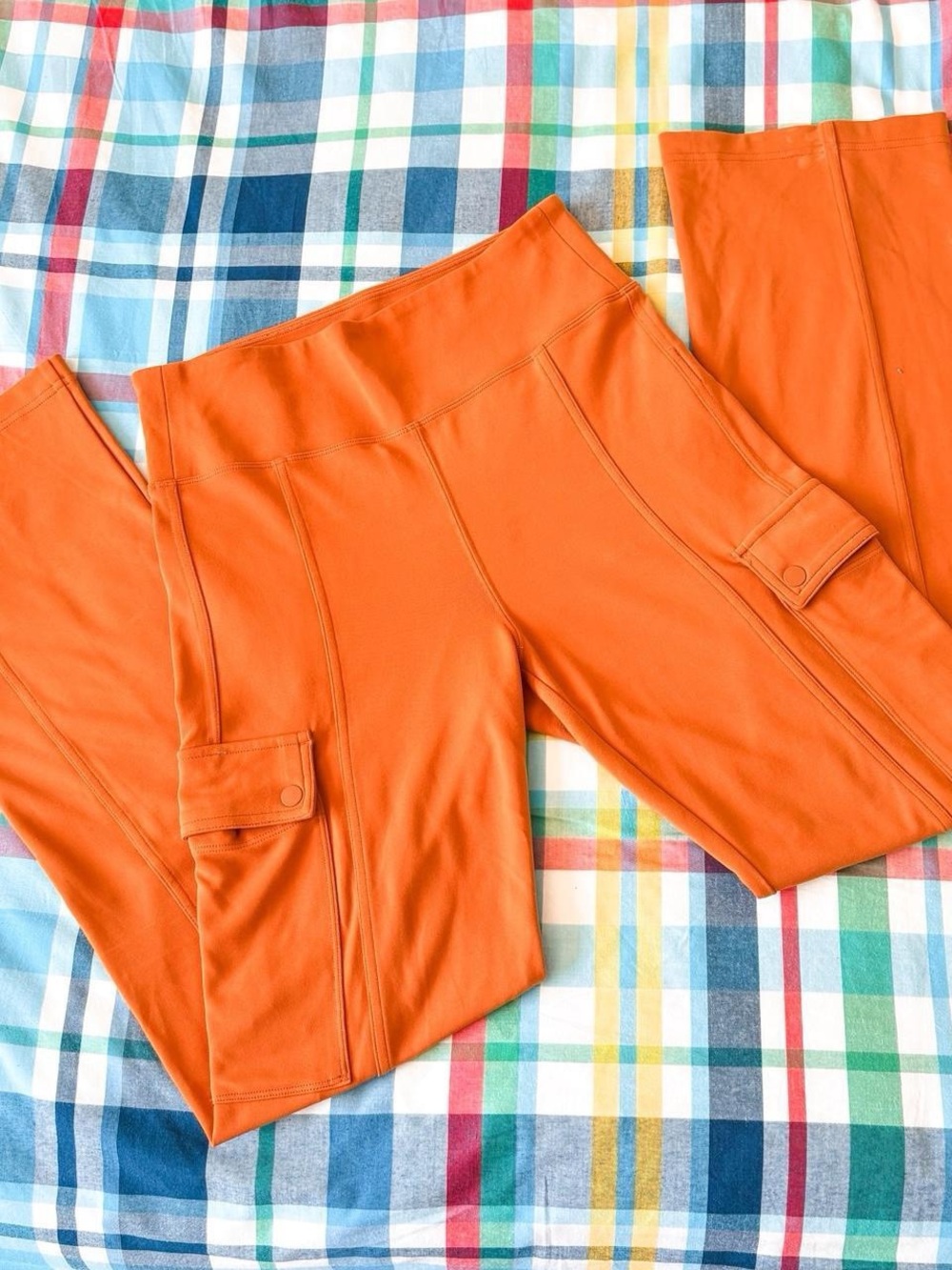 Athleta orange straight leg cargo pants